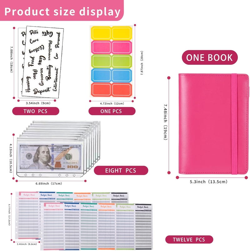NICOOTHBudget Binder Cash Envelopes A6 Money Saving Binder with Zipper envelopes (A6 Rose red) - Image 2